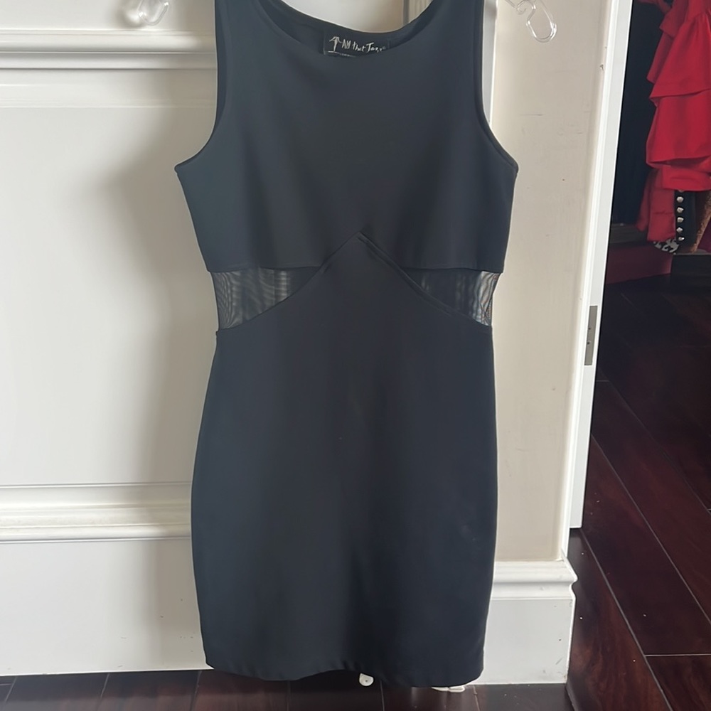 Black dress with mesh cutouts / insanely flattering